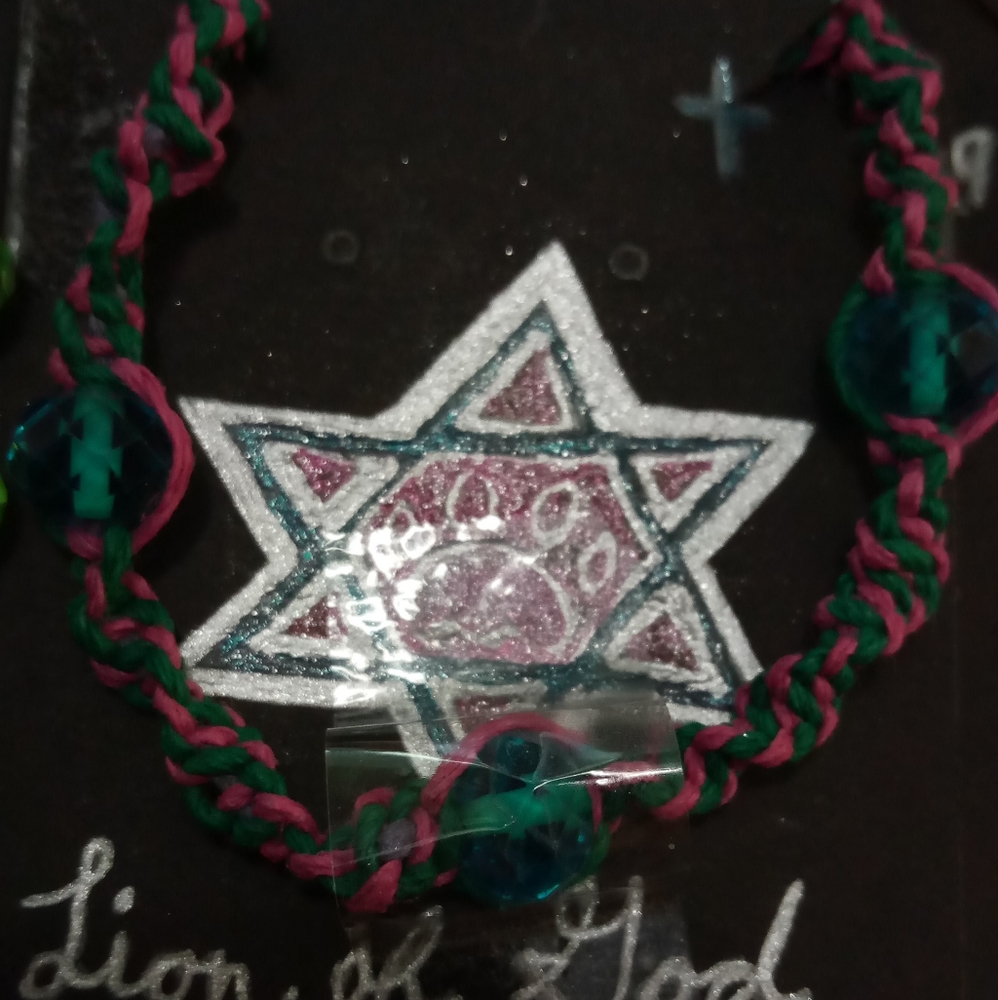 Braided twine and glass bracelet